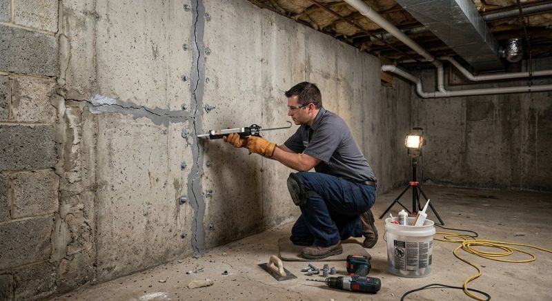 Basement Crack Repair in Simsbury, CT