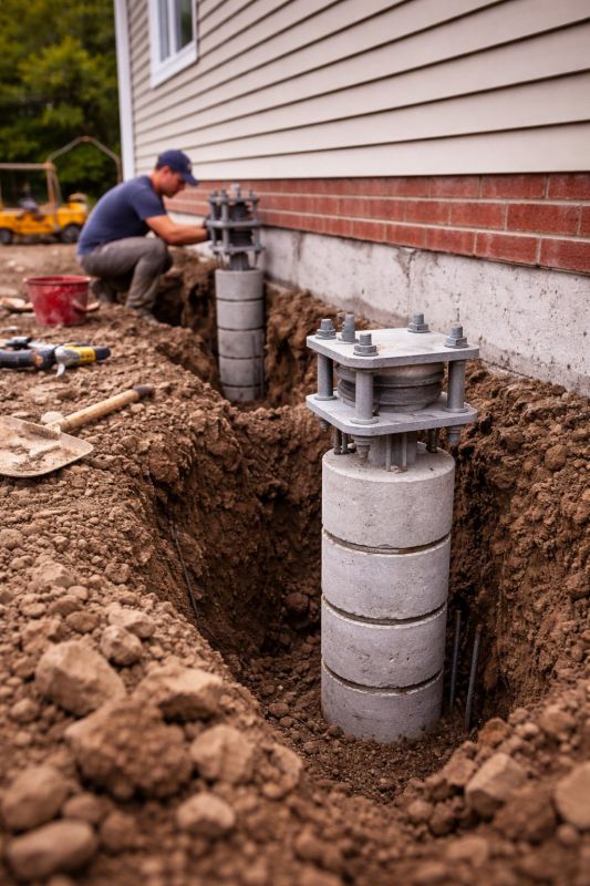 Helical Piers Installation in Simsbury, CT