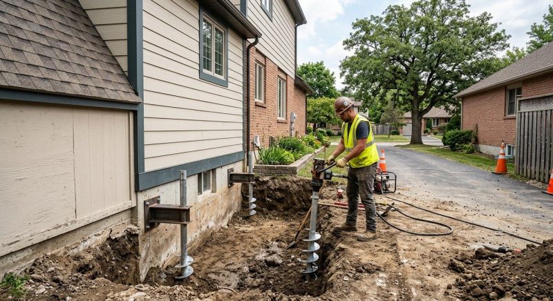 Helical Piers Installation in Simsbury, CT