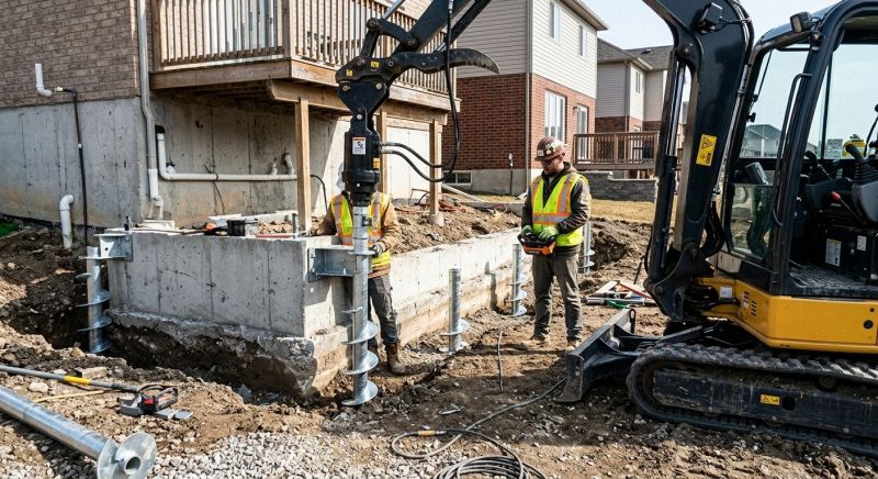 Helical Pile Installation in Simsbury, CT